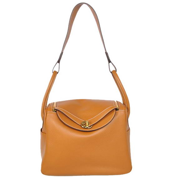 High Quality Replica Hermes Lindy 30CM Havanne Handbags 1057 Camel Leather Golden Hardware - Click Image to Close